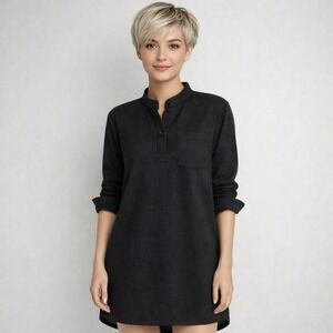 Madewell Latitude Wool Flannel Shirt Dress Charcoal Gray Sz M